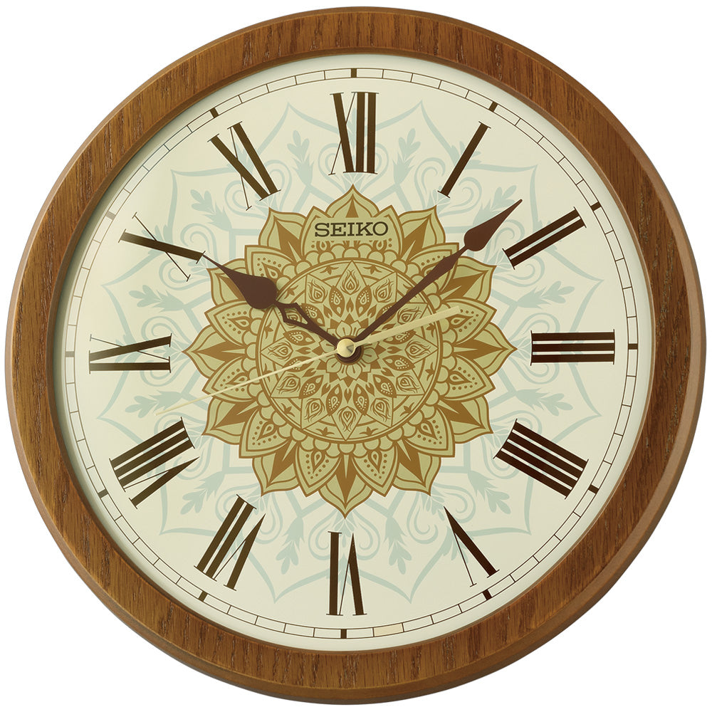 ❁aya❁ Seiko Floral Dial Wooden Wall Clock QXA857 – Watch it! Pte Ltd
