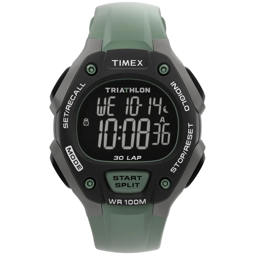 Timex Ironman Triathlon Classic 30 Digital Green Silicone Strap