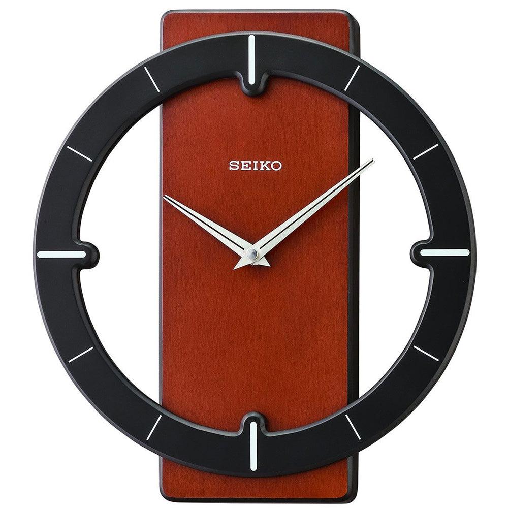 Seiko Open Face Black Dial Ring Wooden Wall Clock QXA774Z – Watch