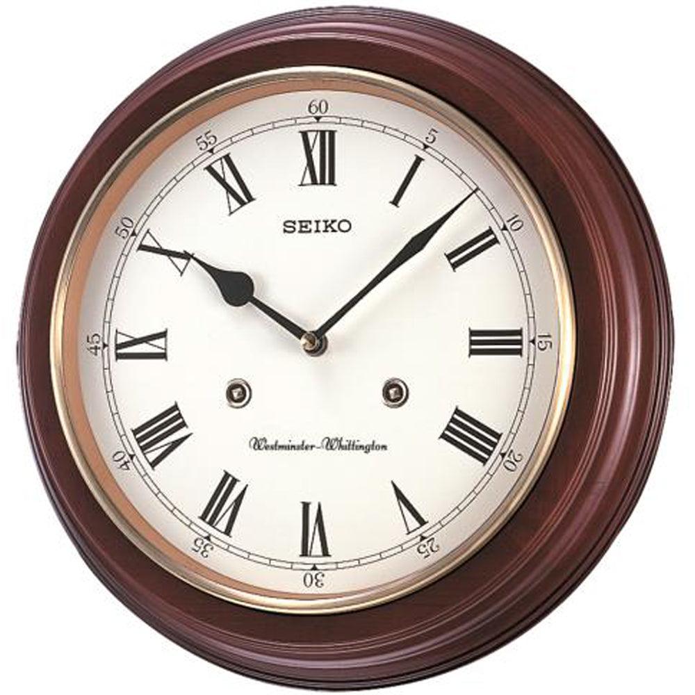 Seiko Wooden Westminster Chime Station Wall Clock QXH202B – Watch
