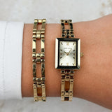 Anne Klein Rectangular Gold Tone Ladies Watch Box Set 10/4898GPST