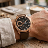 Elysee Mythos V Chronograph Automatic Brown Silicone Men Watch 70938