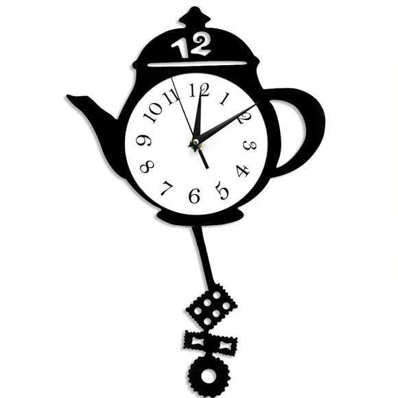 Teapot Design Open Face Pendulum Wall Clock 2B-006 - Watch it! Pte Ltd