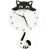 Cat & Fish Bowl Design with Swinging Tail Pendulum Wall Clock 2B-026B - Watch it! Pte Ltd