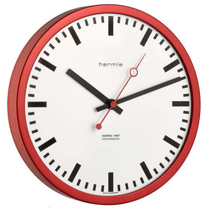 Hermle 30471-362100 "Grand Central" Stainless Steel Wall Clock (Red) - Watch it! Pte Ltd