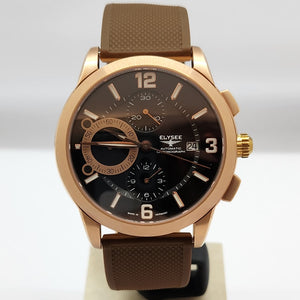 Elysee Mythos V Chronograph Automatic Brown Silicone Men Watch 70938 - Watch it! Pte Ltd