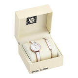 Anne Klein Genuine Diamond Dial Bangle Ladies Watch with Bracelet Set AK/3620WTST