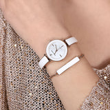 Anne Klein Genuine Diamond Dial Bangle Ladies Watch with Bracelet Set AK/3620WTST