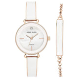 Anne Klein Genuine Diamond Dial Bangle Ladies Watch with Bracelet Set AK/3620WTST
