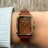 Anne Klein Octagon Ladies Leather Watch AK/5396BMBN