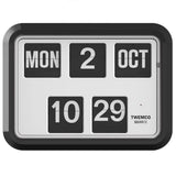 Twemco BQ-17 Flip Clock (Black Case, White Dial)