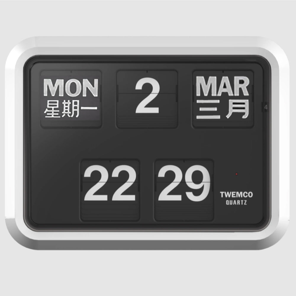 Twemco BQ-17 Flip Clock (White Case, Black Dial)(Chinese