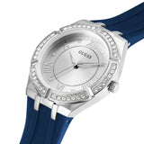Guess Cosmo Silver Tone Blue Silicone Strap Ladies Watch GW0034L5 - Watch it! Pte Ltd