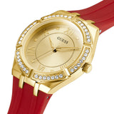 Guess Cosmo Gold Tone Red Silicone Strap Ladies Watch GW0034L6 - Watch it! Pte Ltd