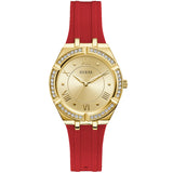 Guess Cosmo Gold Tone Red Silicone Strap Ladies Watch GW0034L6 - Watch it! Pte Ltd