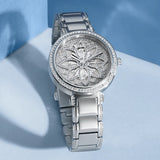 Guess Crystal Floral Dial Stainless Steel Strap Ladies Watch GW0528L1