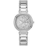 Guess Crystal Floral Dial Stainless Steel Strap Ladies Watch GW0528L1