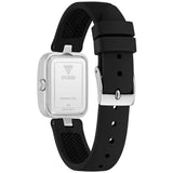 Guess Isla Silver Tone Black Silicone Strap Ladies Watch GW0926L1