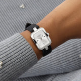 Guess Isla Silver Tone Black Silicone Strap Ladies Watch GW0926L1