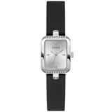 Guess Isla Silver Tone Black Silicone Strap Ladies Watch GW0926L1