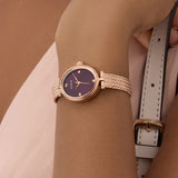 Guess Ruby Red Dial Gold Tone Mesh Strap Ladies Watch GW0935L3