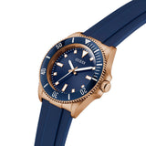 Guess Cliff Mens Rose Gold Tone Blue Silicone Strap Watch GW0969G3