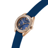 Guess Mini Luna Blue Rose Gold Tone Blue Silicone Strap Ladies Watch GW1000L4