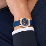 Guess Mini Luna Blue Rose Gold Tone Blue Silicone Strap Ladies Watch GW1000L4