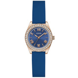 Guess Mini Luna Blue Rose Gold Tone Blue Silicone Strap Ladies Watch GW1000L4