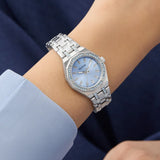 Guess Pixie Blue Dial Silver Tone strap Watch with Swarovski ReCreated™ crystals GW1010L1