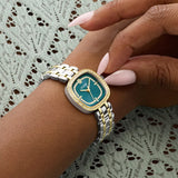 Guess Hazel Two Tone Teal Dial Stainless Steel Ladies Watch GW1018L6 - Watch it! Pte Ltd