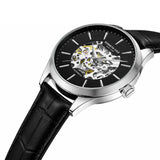 Kenneth Cole Leather Strap Automatic Skeleton Black Dial Men Watch KCWGE2216902