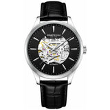 Kenneth Cole Leather Strap Automatic Skeleton Black Dial Men Watch KCWGE2216902