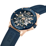 Kenneth Cole Rose Gold Tone and Blue Silicone Skeleton Men Automatic Watch KCWGR2104206 - Watch it! Pte Ltd