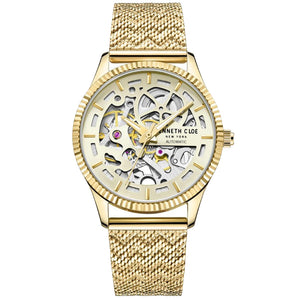 Kenneth Cole Gold Tone Stainless Steel Strap Automatic Ladies Watch KCWLL2222405 - Watch it! Pte Ltd