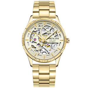 Kenneth Cole Gold Tone Stainless Steel Strap Automatic Ladies Watch KCWLL2222407 - Watch it! Pte Ltd