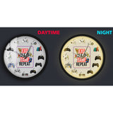 Eat Sleep Game Repeat Decorative Wall Clock with Light Function SK2-728 - Watch it! Pte Ltd