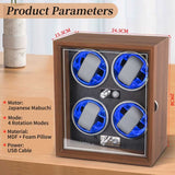 Watch Winder with 4 slots and LED Light (Quiet Motor) - Watch it! Pte Ltd