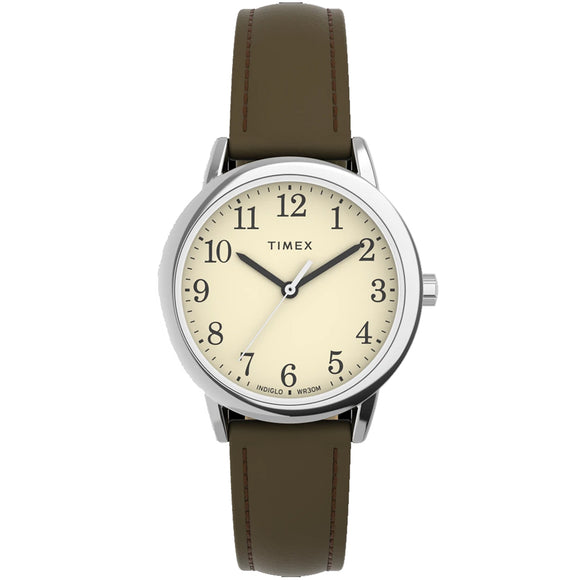 Timex EASY READER Leather Strap Ladies Watch with Deployment Clasp TW2V69000 - Watch it! Pte Ltd