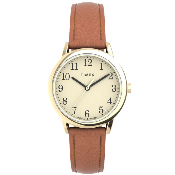 Timex EASY READER Leather Strap Ladies Watch with Deployment Clasp TW2V69200 - Watch it! Pte Ltd