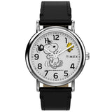 Timex Weekender x Peanuts Snoopy Dancing Unisex Leather Strap Watch TW2Y31000