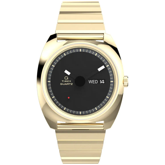 Timex Q Reissue Enigma Gold Plated Steel Bracelet Watch TW2Y34400