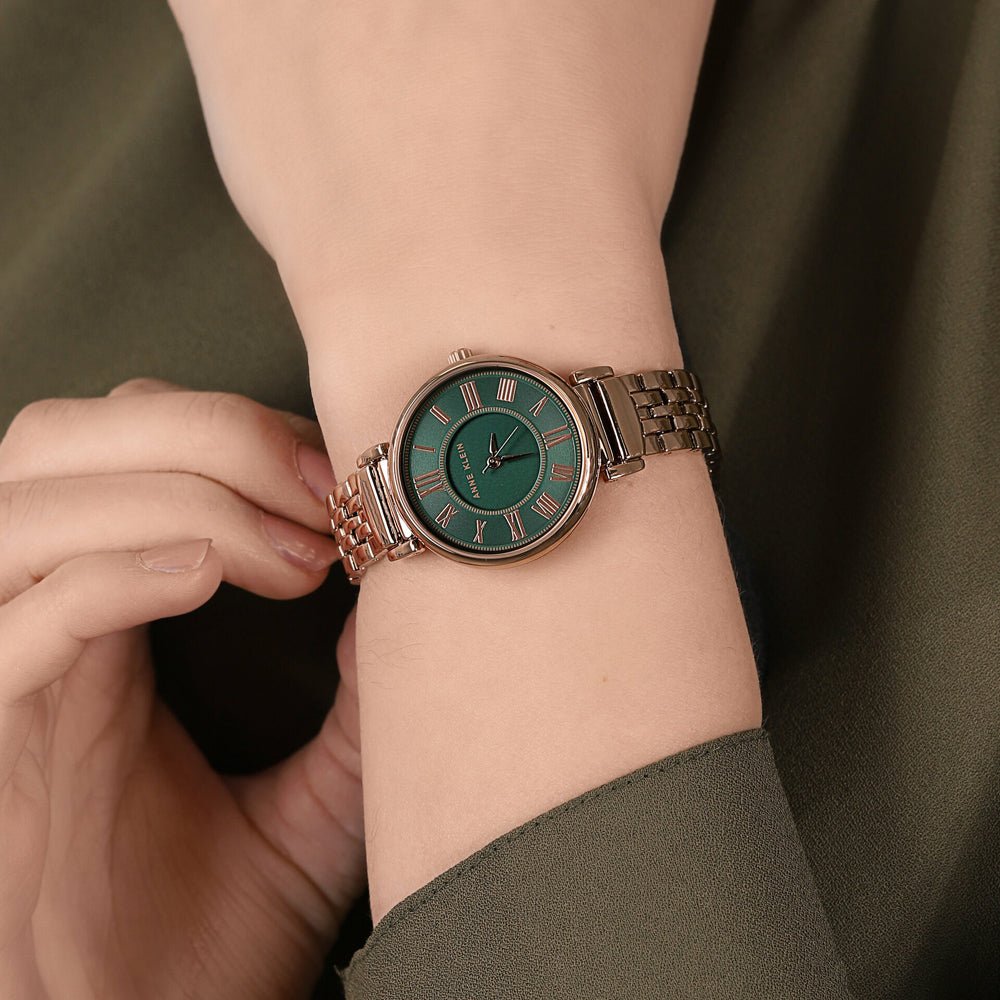 Rose Gold Anne Klein Green Dial Watch Anne Klein Green Dial Ladies