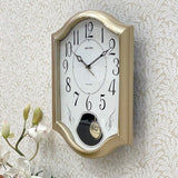 Rhythm Gold Tone Wall Clock with Pendulum CMJ494BR18 - Watch it! Pte Ltd