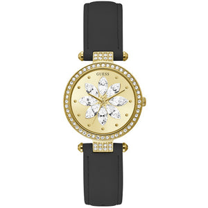 Guess Full Bloom Crystal Dial with Black Leather Strap Ladies Watch GW0382L2 - Watch it! Pte Ltd