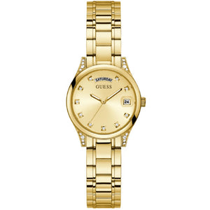 Guess Mini Aura Gold Dial and Gold Tone Stainless Steel Ladies Watch GW0385L2 - Watch it! Pte Ltd