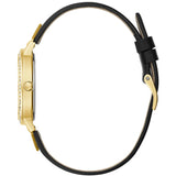 Guess Tri Luxe Gold Tone Crystal Dial Black Leather Strap Watch GW0473L2 - Watch it! Pte Ltd