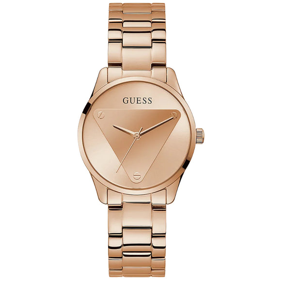 Guess Emblem Rose Gold Tone Stainless Steel Strap Ladies Watch GW0485L2 - Watch it! Pte Ltd