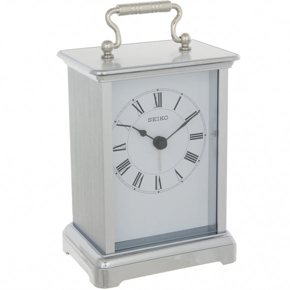 Seiko Silver Plated Carriage Clock QHE093S - Watch it! Pte Ltd