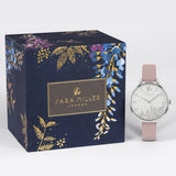 Sara Miller Leaf Pattern Dial Pink Leather Watch SA2027 - Watch it! Pte Ltd